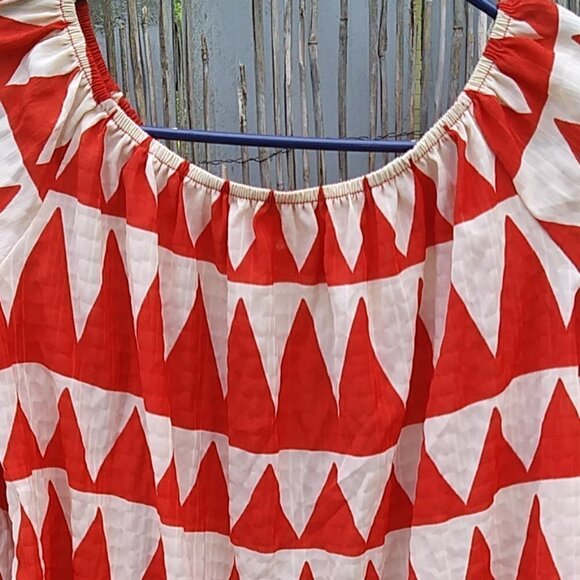 Misska Red & White Off The Shoulder Lightweight Blouse - No Size Tag - Picture 3 of 11